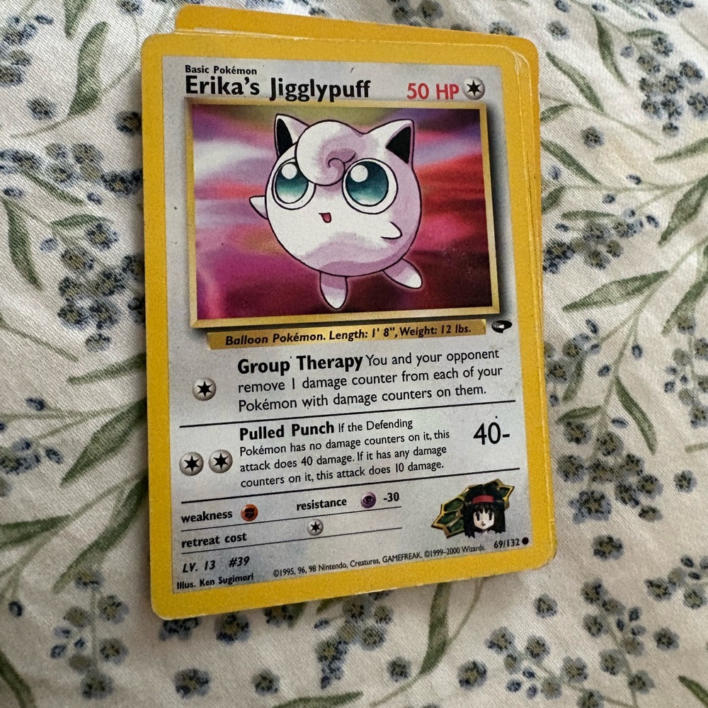 Pokemon Erika's Jigglypuff Card - Yellow and Pink